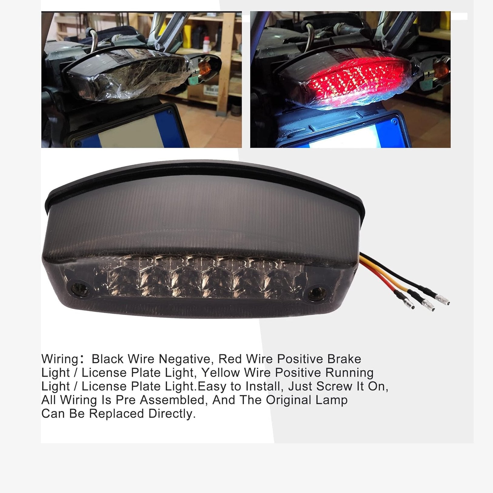 Goofit Universal Motorcycle Led Taillights Brake Rear light bulb for Scooter ATV Bike