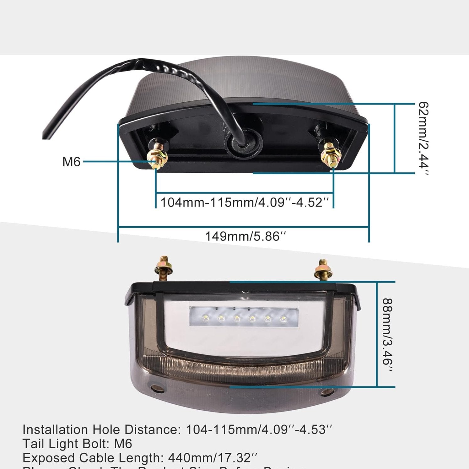 Goofit Universal Motorcycle Led Taillights Brake Rear light bulb for Scooter ATV Bike