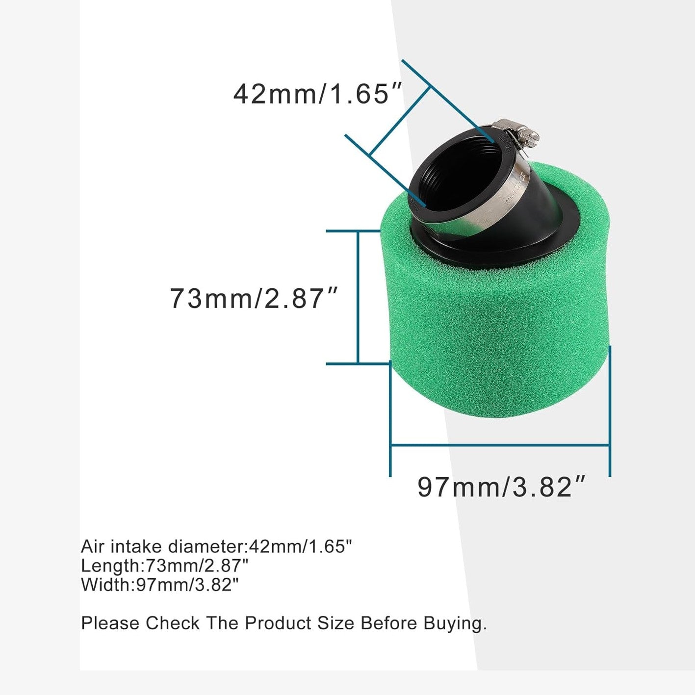 Green Air Filter 42mm For 4 stroke 125cc - 250cc CRF KLX