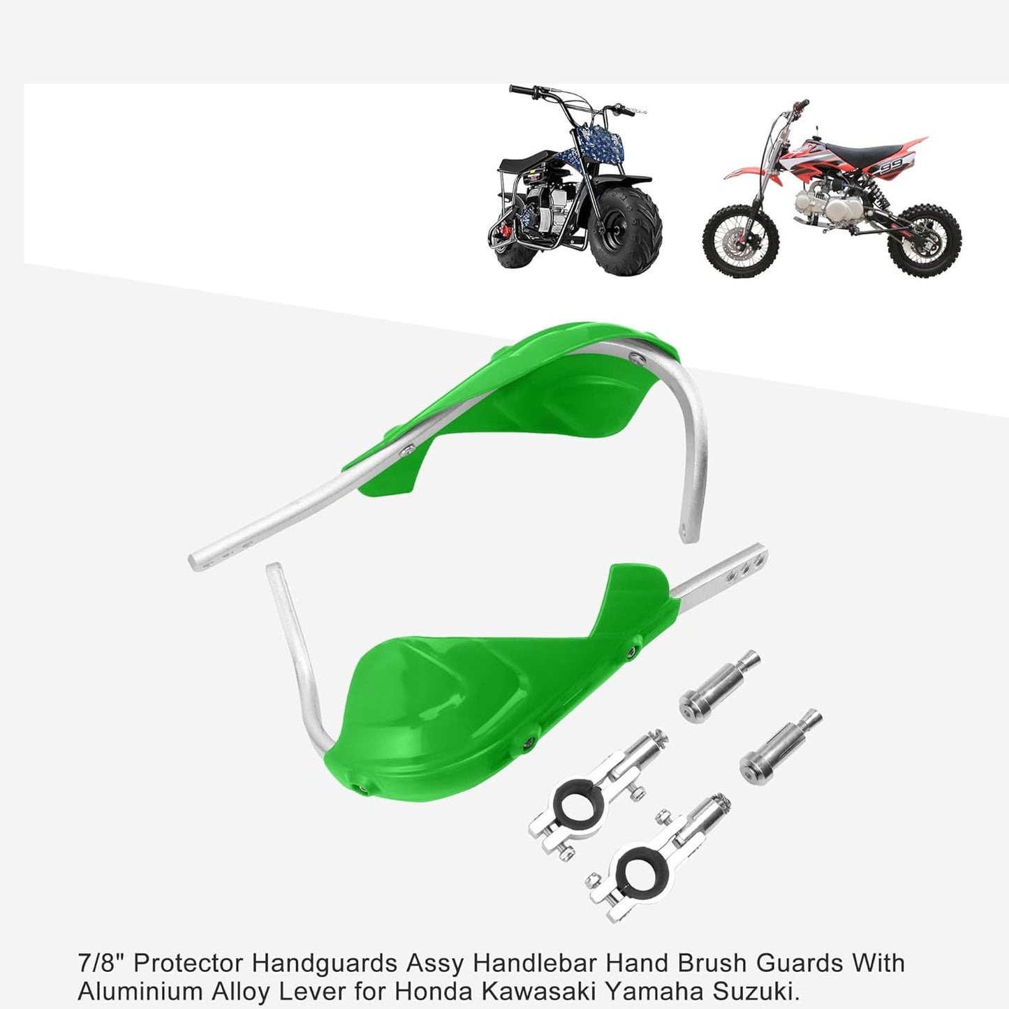 GOOFIT 7/8" Handlebar Hand Brush Guards Handguards Assy with Aluminium Alloy Lever Replacement for Suzuki Motocross Motorcycle Off-road Pit Dirt Bike ATV Green