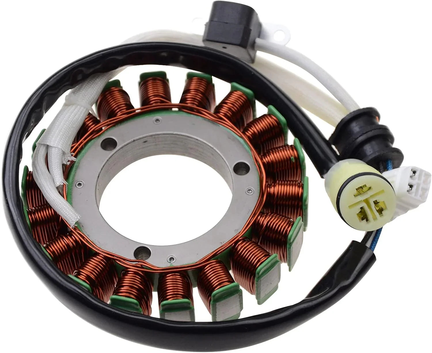 18-pole magneto stator with copper coils and wiring harness for ATV or motorcycle engine