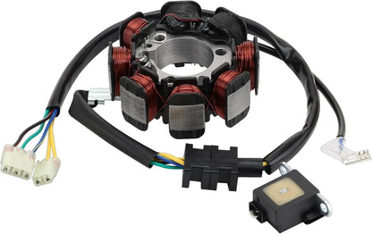 Honda TRX200 ATV stator replacement part with wiring harness and connectors