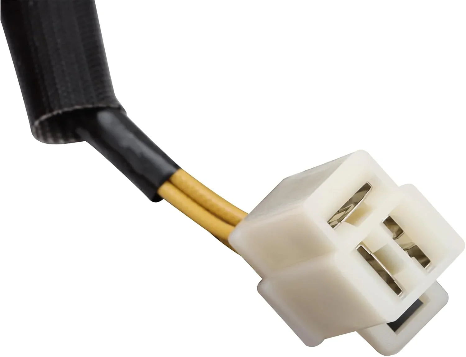 White 3-pin electrical connector with yellow wires for motorcycle GY6 engine parts