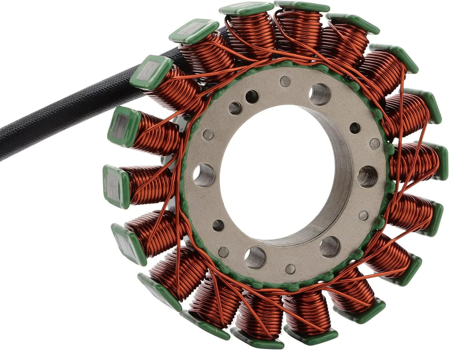 Motorcycle stator with copper windings and green connectors for GY6 engine replacement parts