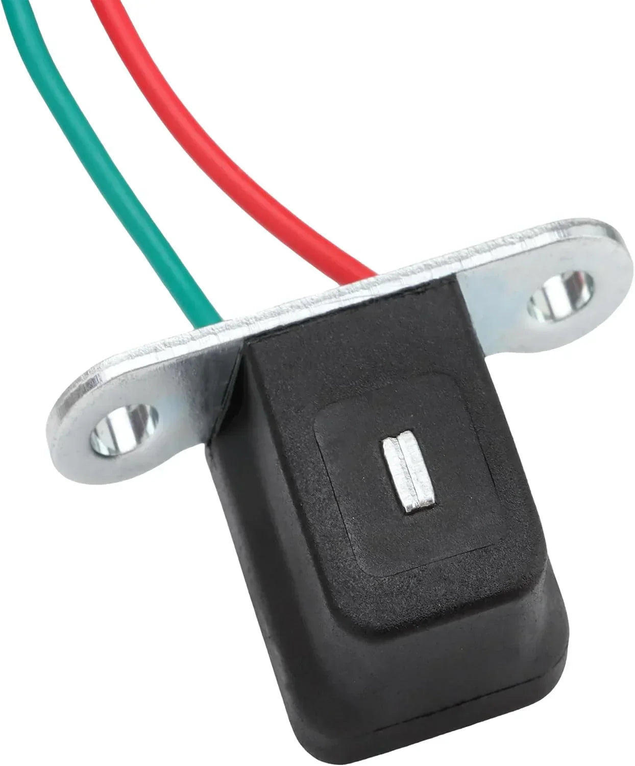 Black motorcycle kill switch with red and green wires, metal mounting bracket for GY6 engine