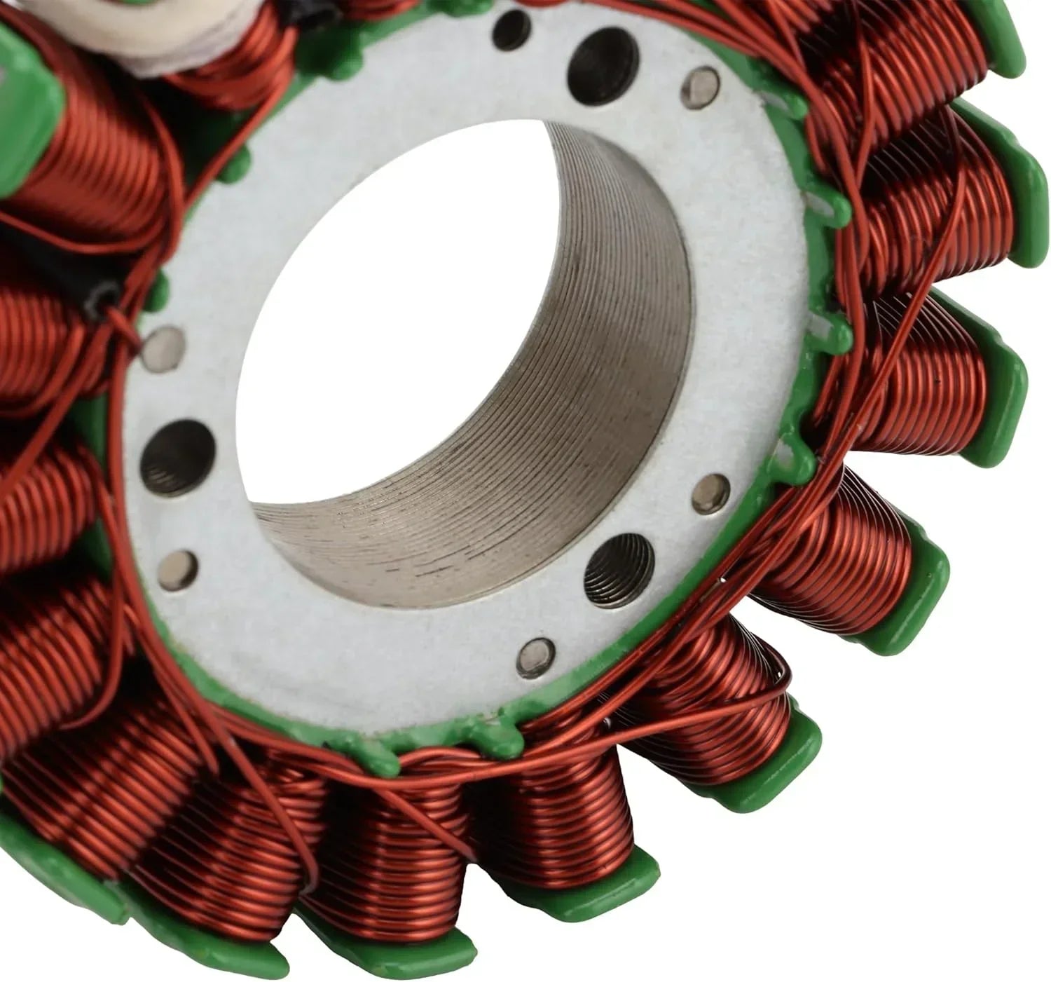GY6 engine stator with copper coils and green insulation for motorcycle aftermarket parts