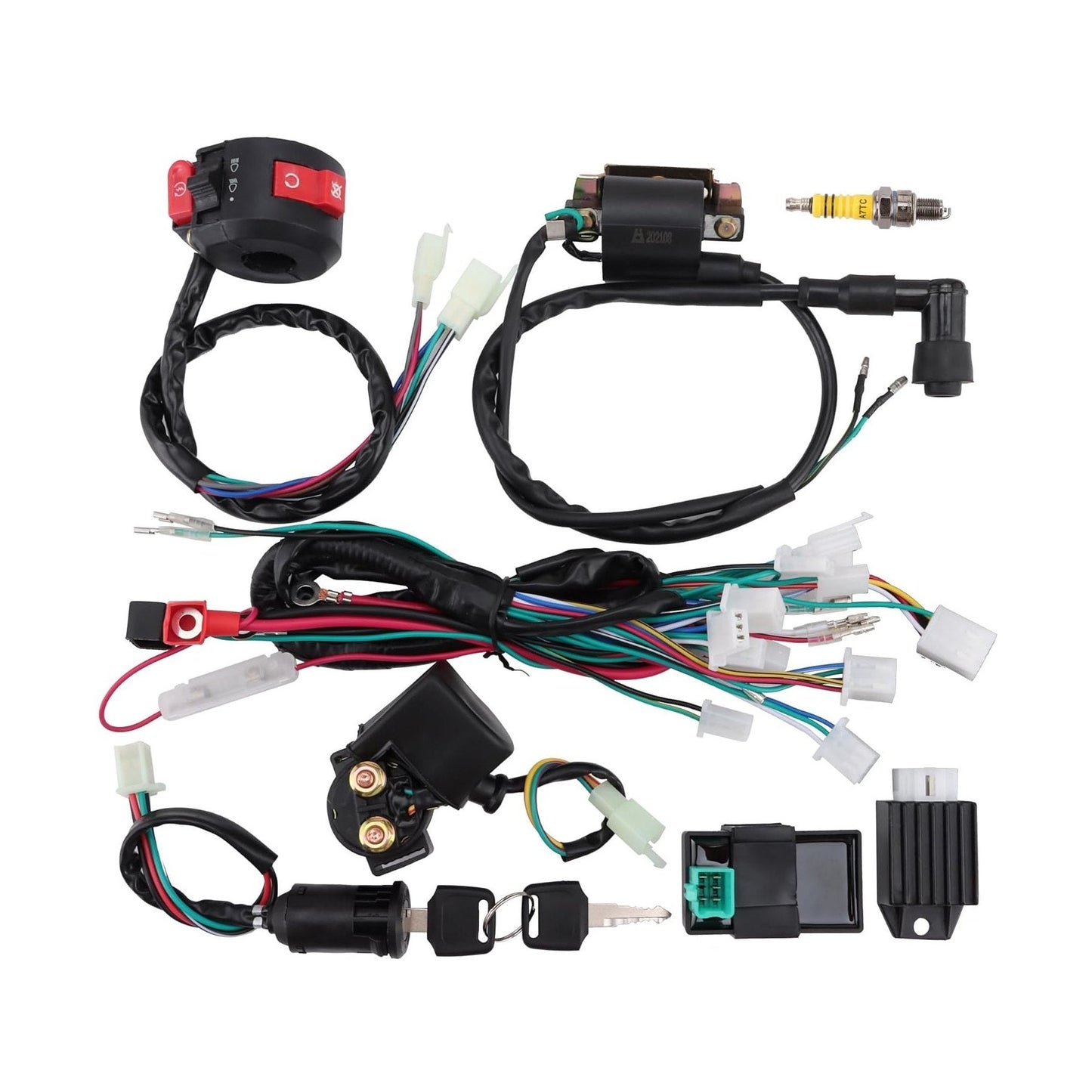 GOOFIT Ignition Rebuild Kit Wiring Harness for 4 Stroke ATV 50cc 70cc 90cc 110cc 125cc Chinese Dirt Bike Go Kart Scooter Moped Parts