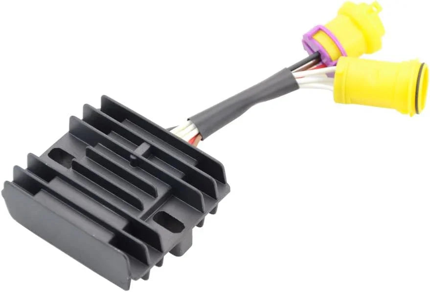 ATV wire regulator rectifier replacement with cooling fins and yellow connectors