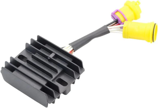 ATV wire regulator rectifier replacement with cooling fins and yellow connectors