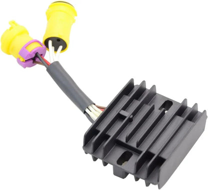 ATV voltage regulator rectifier replacement with cooling fins and dual yellow connectors