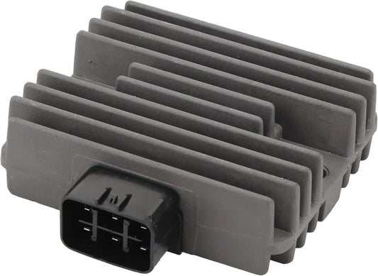 Kawasaki motorcycle voltage regulator rectifier with black connector and cooling fins