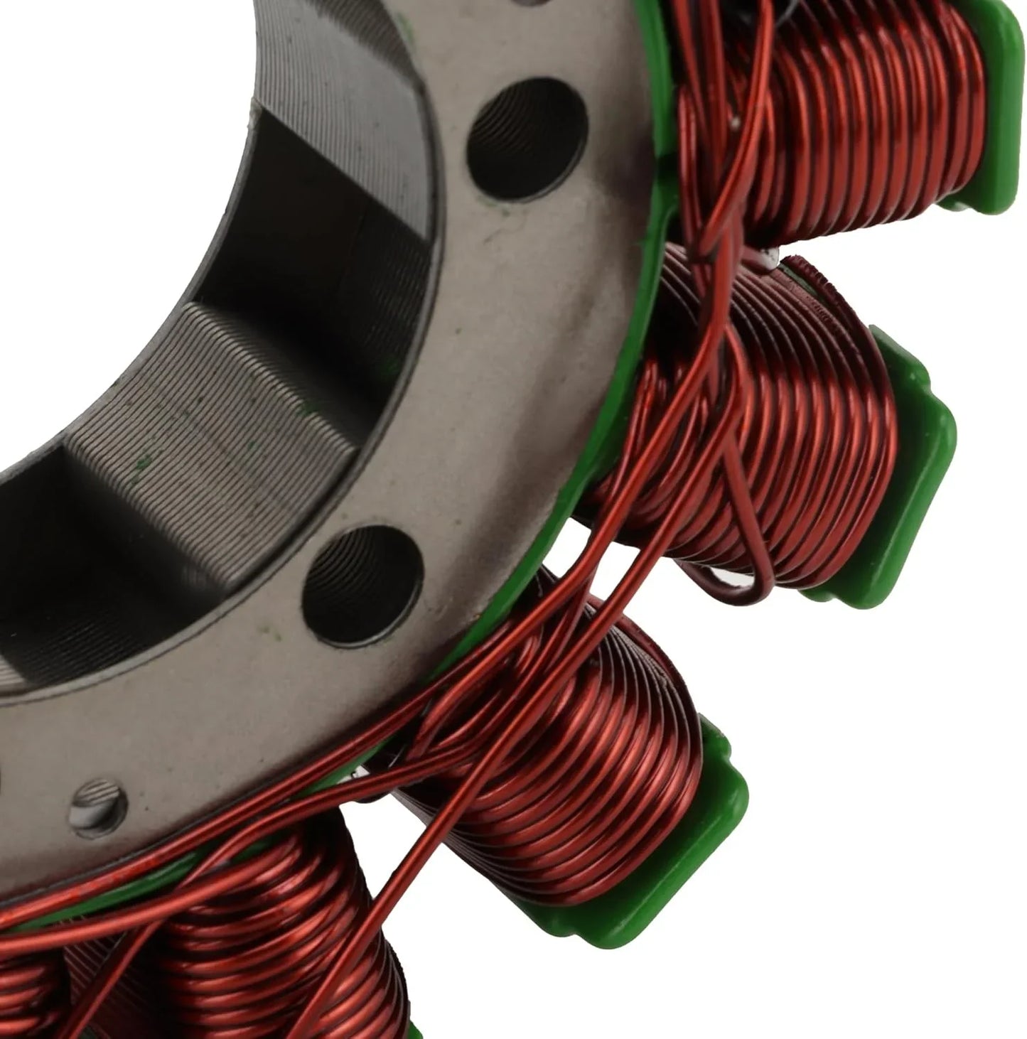 Close-up of Kawasaki Teryx stator magneto with copper coils and metal core