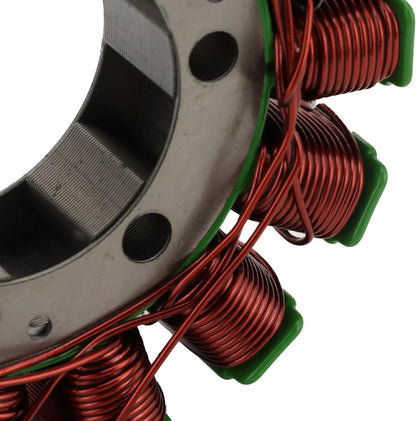 Close-up of Kawasaki Teryx stator magneto with copper coils and metal core