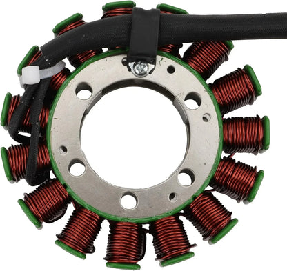 Kawasaki Teryx magneto stator with copper coils and wiring, close-up view