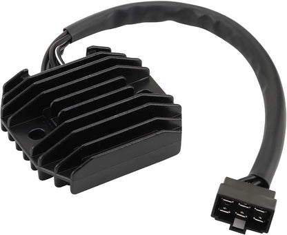 Kawasaki motorcycle rectifier voltage regulator with black heat sink and connector cable