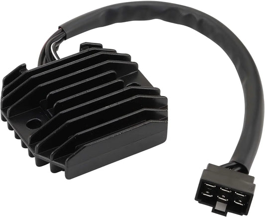 Kawasaki motorcycle rectifier voltage regulator with black heat sink and connector cable