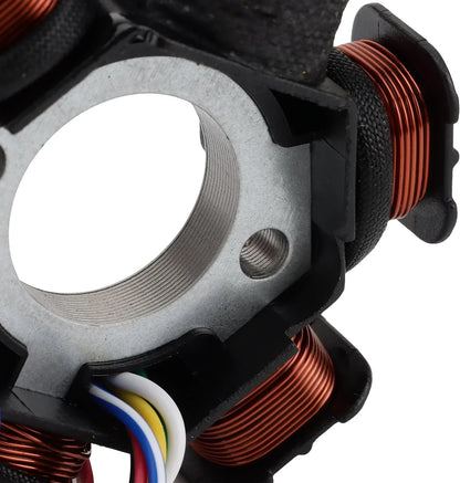 GY6 engine stator with copper coils and multi-colored wires for motorcycle aftermarket parts