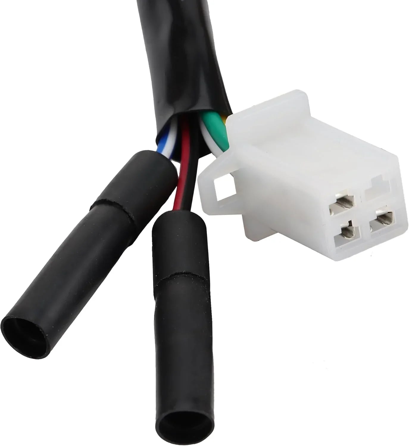 Motorcycle wiring harness with white connector and heat shrink tubing for GY6 engine parts