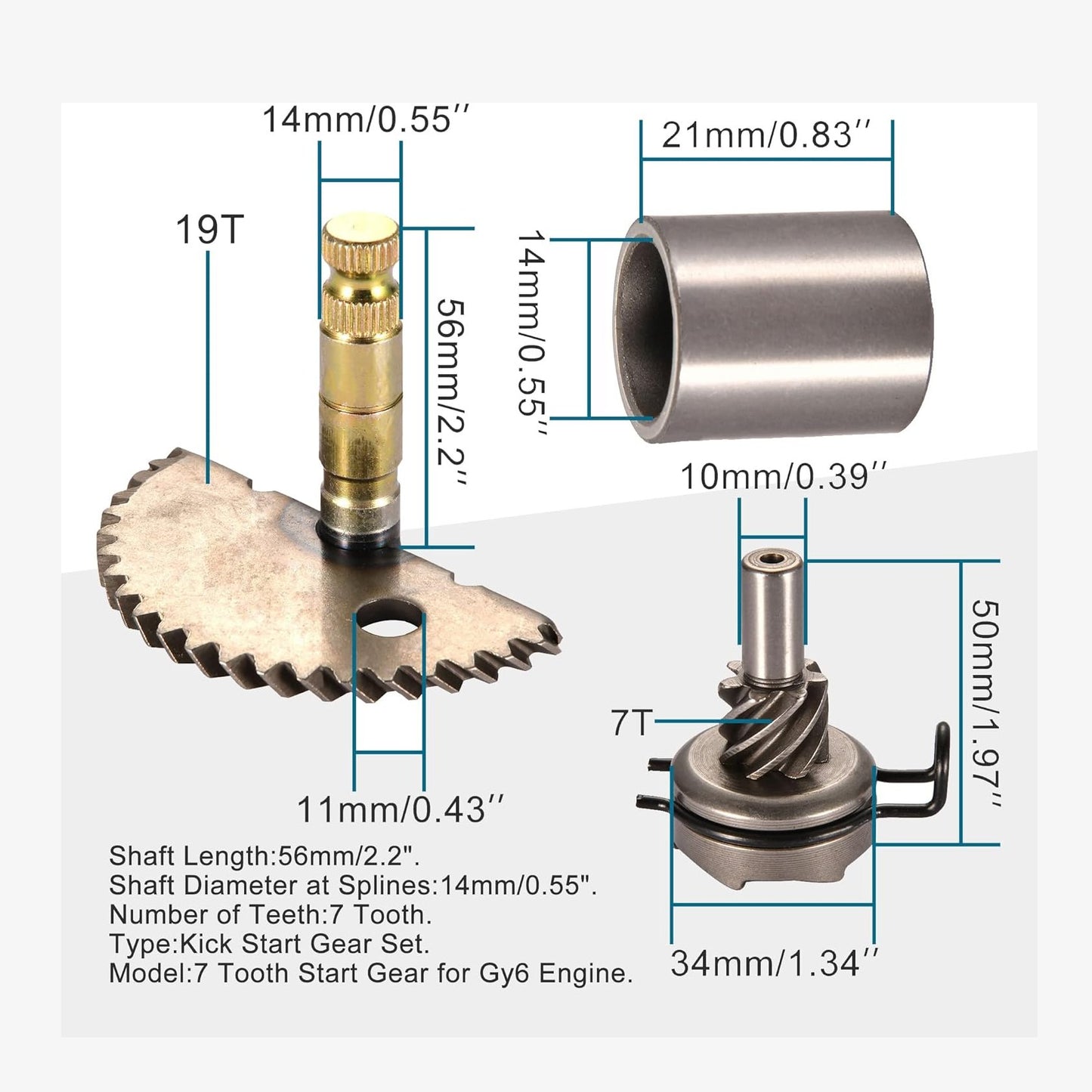 Kick Start Gear Shaft Kit For GY6 50cc 60cc 80cc Motors Scooter