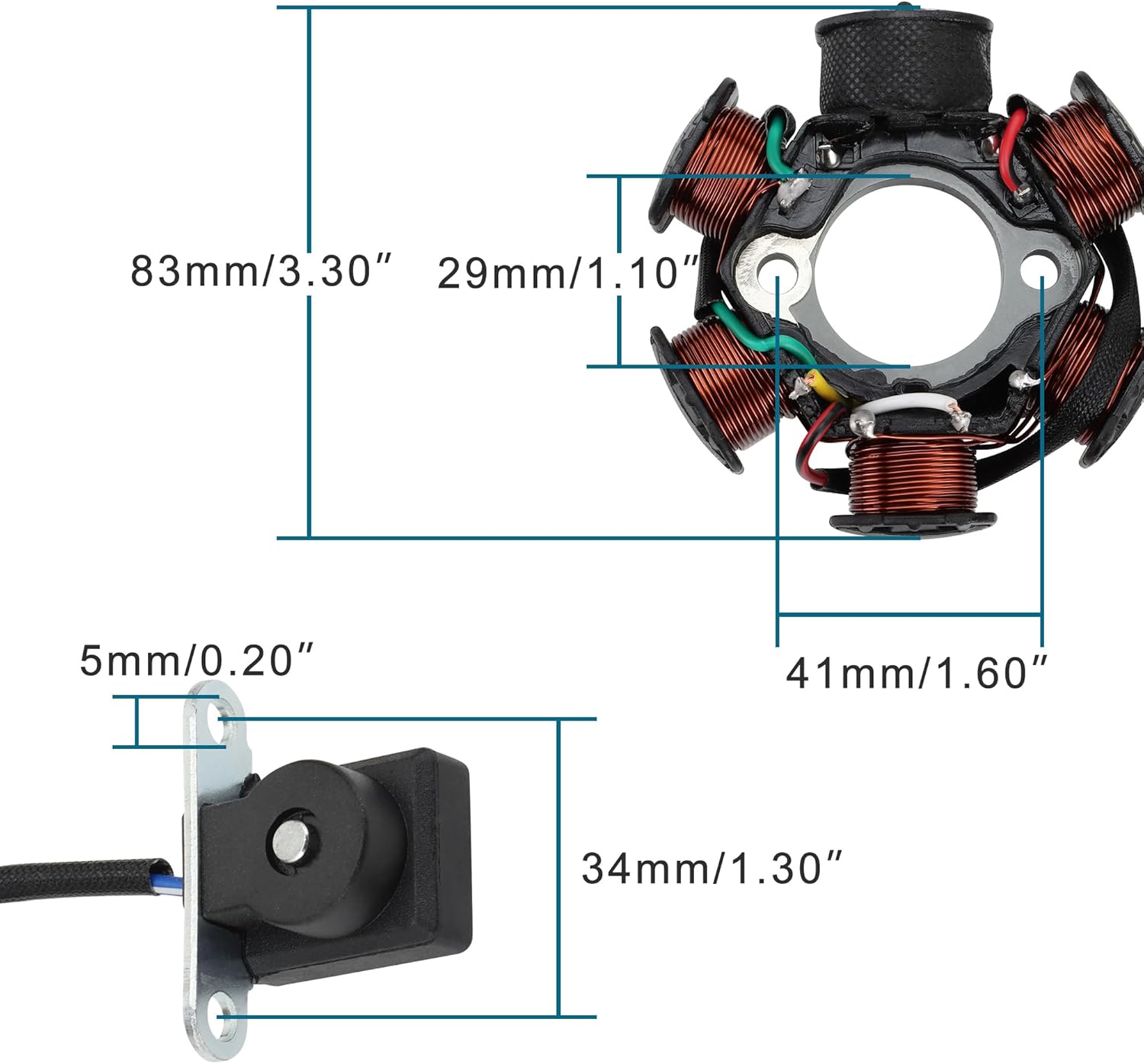 Magneto Stator for GY6 50cc-125cc | 5-Wire 6-Coil