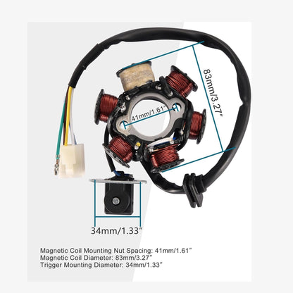 Magneto Stator for GY6 50cc-125cc ATV Scooter | 5-Wire AC Half-Wave Female Plug