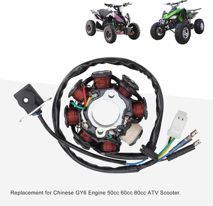 Magneto Stator for GY6 50cc 60cc 80cc Scooter ATV | 5-Wire AC 8-Pole