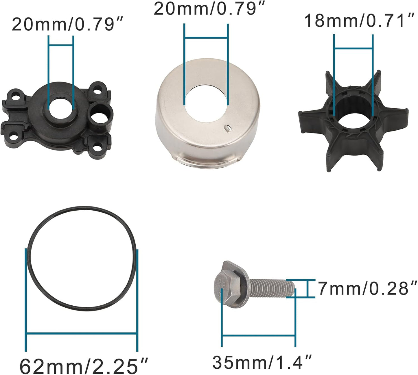 Reparaturset für Außenbord-Wasserpumpenlaufrad für 40PS 50PS 60PS 63D-W0078