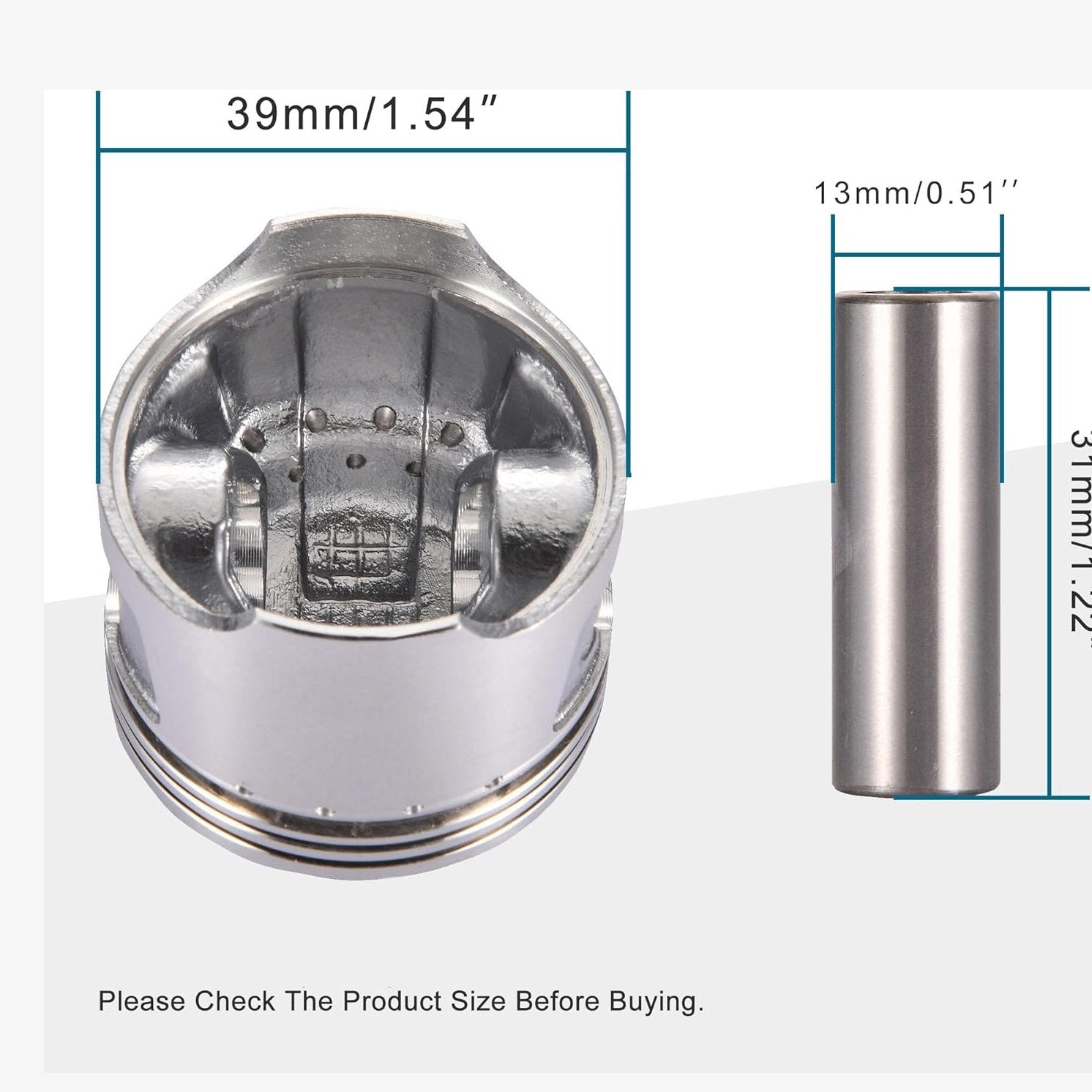 GOOFIT 39mm Piston Kit Assembly for 50cc Horizontal Engine ATV Dirt Bike Go Kart