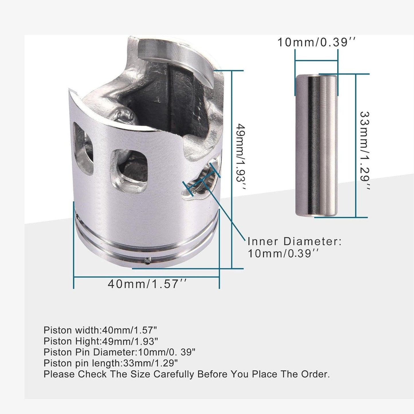 GOOFIT 40mm Piston Assembly Kit Replacement for 2 Stroke 50cc Jog Moped Scooter