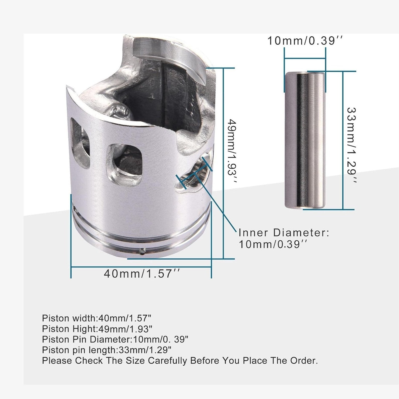 GOOFIT 40mm Piston Assembly Kit Replacement for 2 Stroke 50cc Jog Moped Scooter