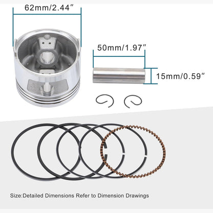 GOOFIT Piston Assembly Kit for CG 150cc 200cc Vertical Engine ATV Scooter Moped