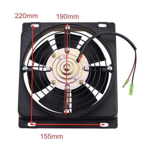 GOOFIT 12V DC Square Radiator Cooling Fan Replacement for 250cc Warter Cooled Engine ATV Quad Dune Buggy Go Kart Scooter Moped