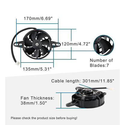 GOOFIT 12V DC Radiator Cooling Fan Replacement for Chinese NC250 150cc 200cc 250cc Water Cooled 4 Wheeler ATV Dirt Pit Bike Motorcycle UTV