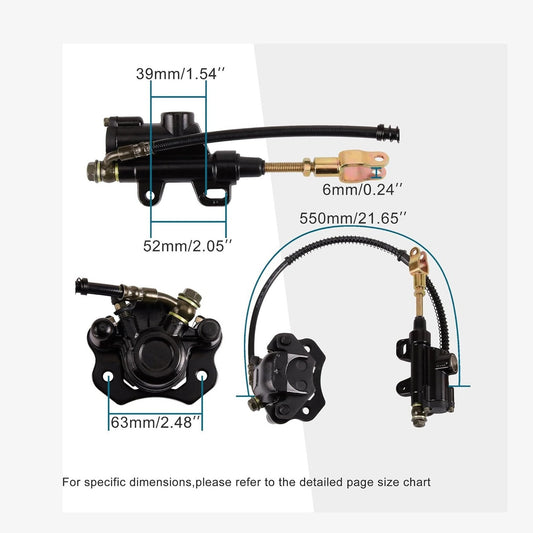 GOOFIT Rear Brake Master Cylinder Caliper Assembly for 50cc 70cc 90cc 110cc 125cc Chinese ATV Quad Scooter