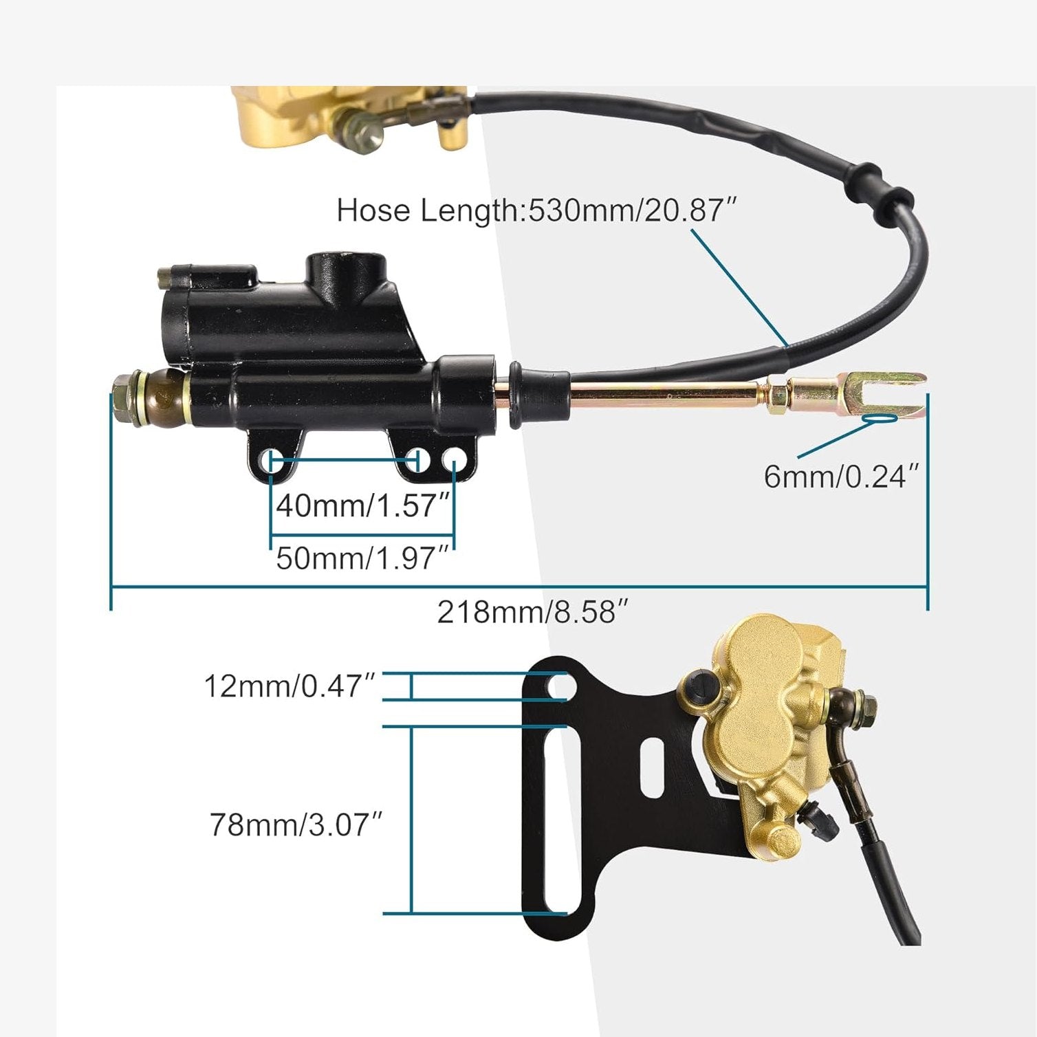 Rear Brake Caliper and Master Cylinder Assembly For 70cc - 250cc