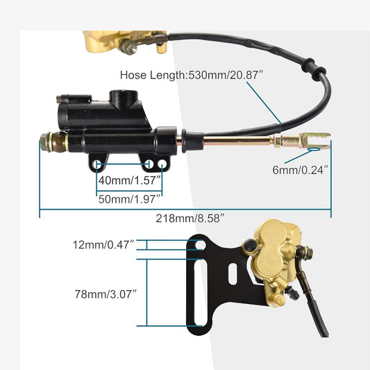 Rear Brake Caliper and Master Cylinder Assembly For 70cc - 250cc