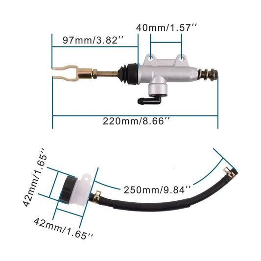 GOOFIT High Performace Rear Foot Hydraulic Brake Pump with Reservior Replacement for 50cc 70cc 90cc 110cc 125cc 150cc 200cc 250cc TaoTao ATV Dirt Pit Bike 4 Wheeler Quad Dune Buggy Scooter