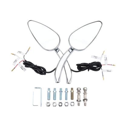 Rear Side Mirrors with Turn Signal Set For Dyna Softail Road Glide