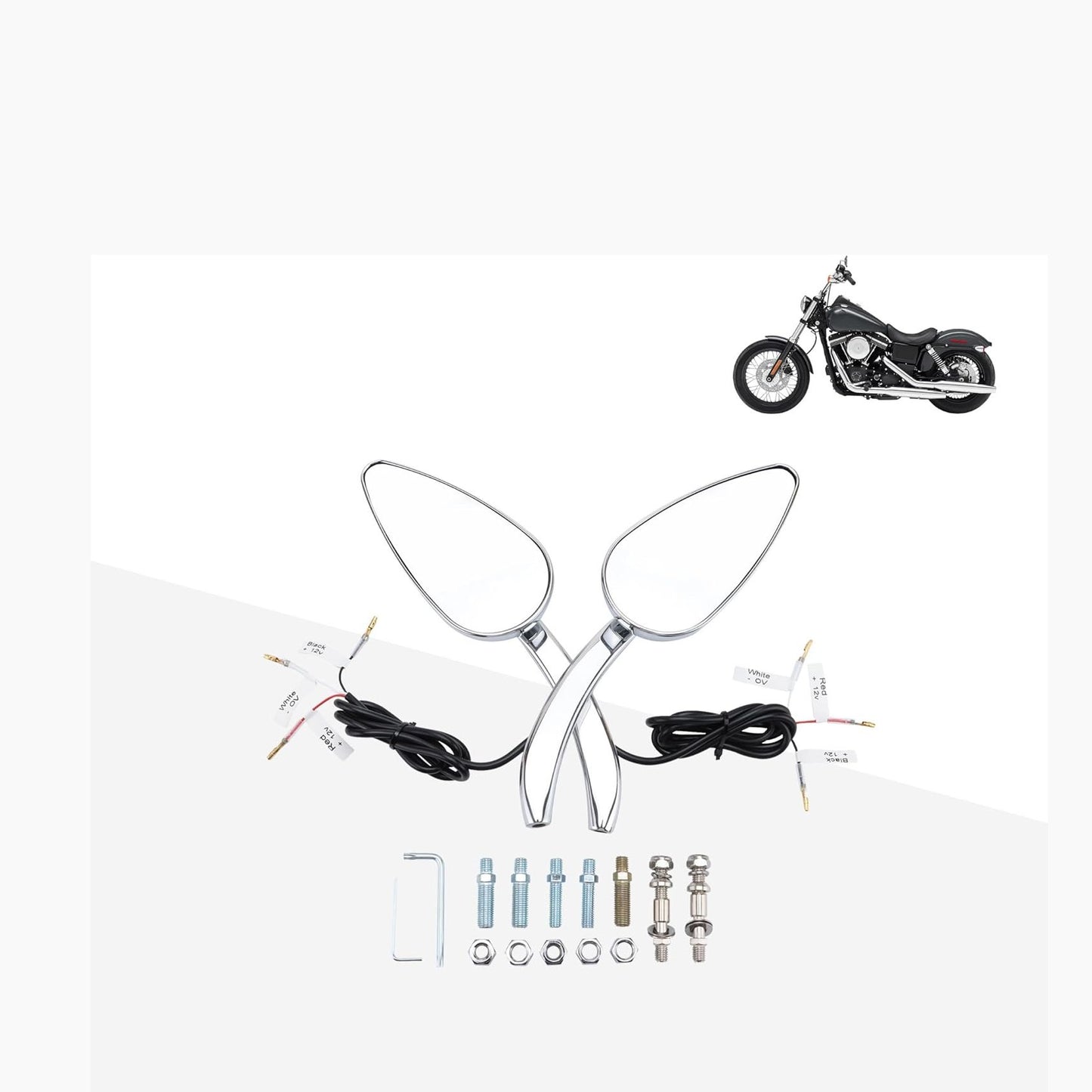 Rear Side Mirrors with Turn Signal Set For Dyna Softail Road Glide