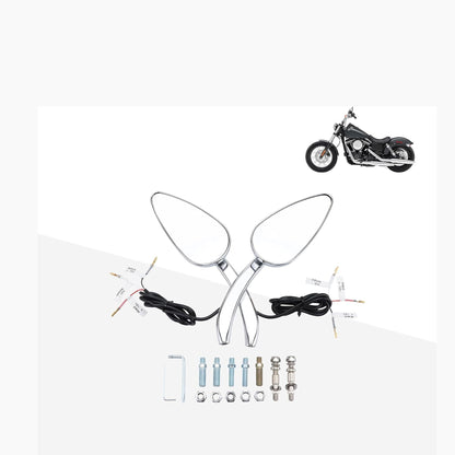 Rear Side Mirrors with Turn Signal Set For Dyna Softail Road Glide