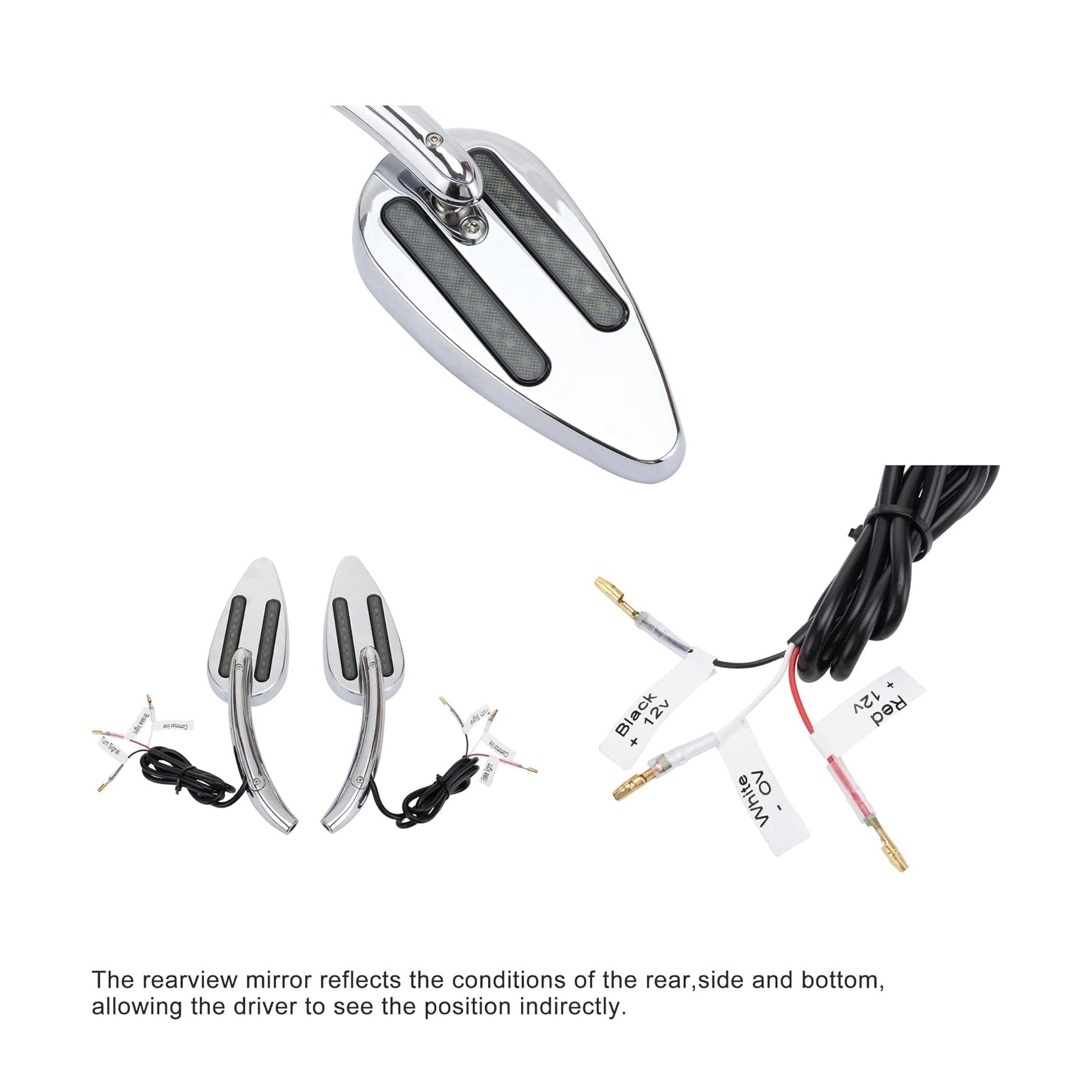 Rear Side Mirrors with Turn Signal Set For Dyna Softail Road Glide