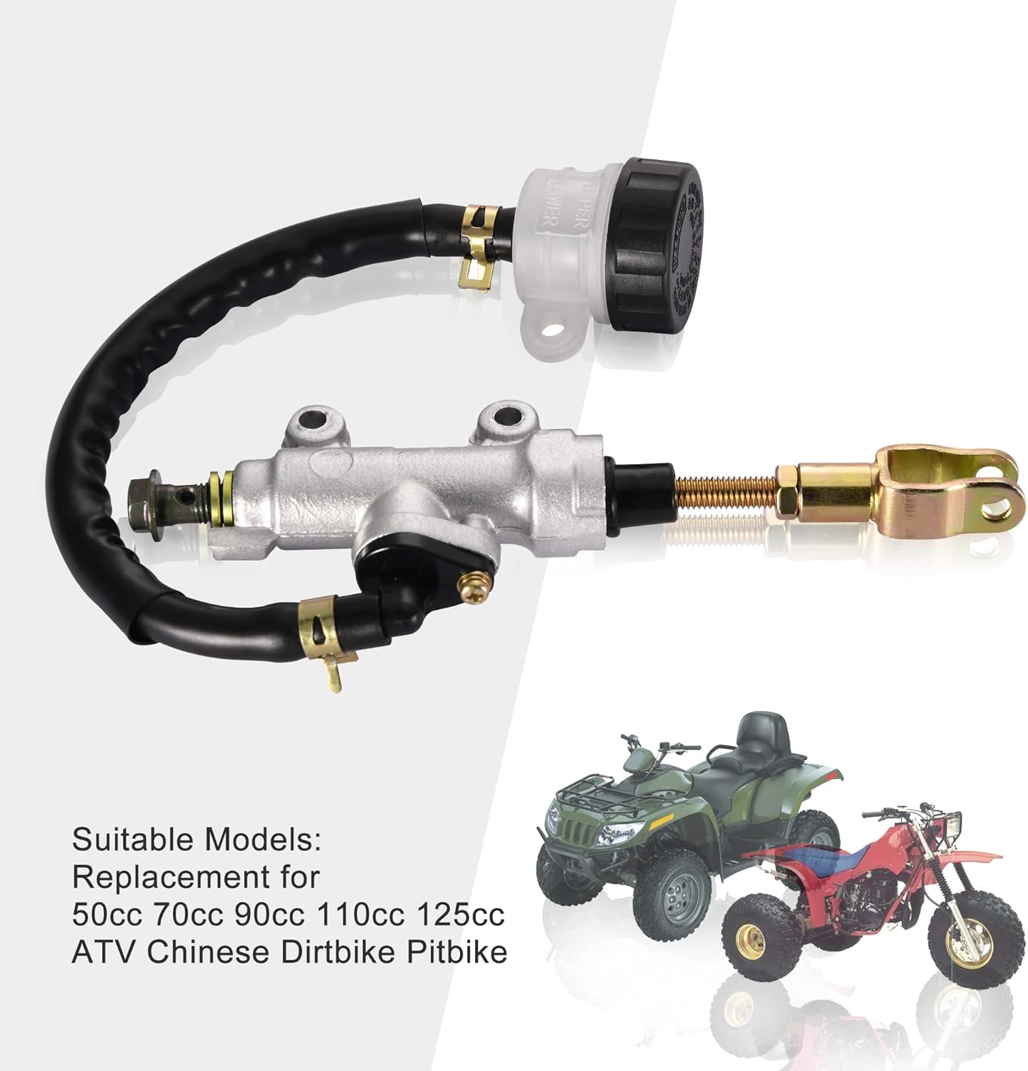 Rear Brake Master Cylinder with Reservoir for 50cc-125cc ATV Dirt Bike Pit Bike