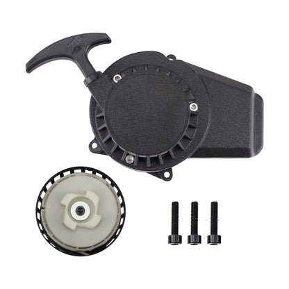 GOOFIT Black Aluminum Pull Starter Recoil Starter Assembly for 2 stroke 47cc 49cc Pocket Bike Dirt Bike