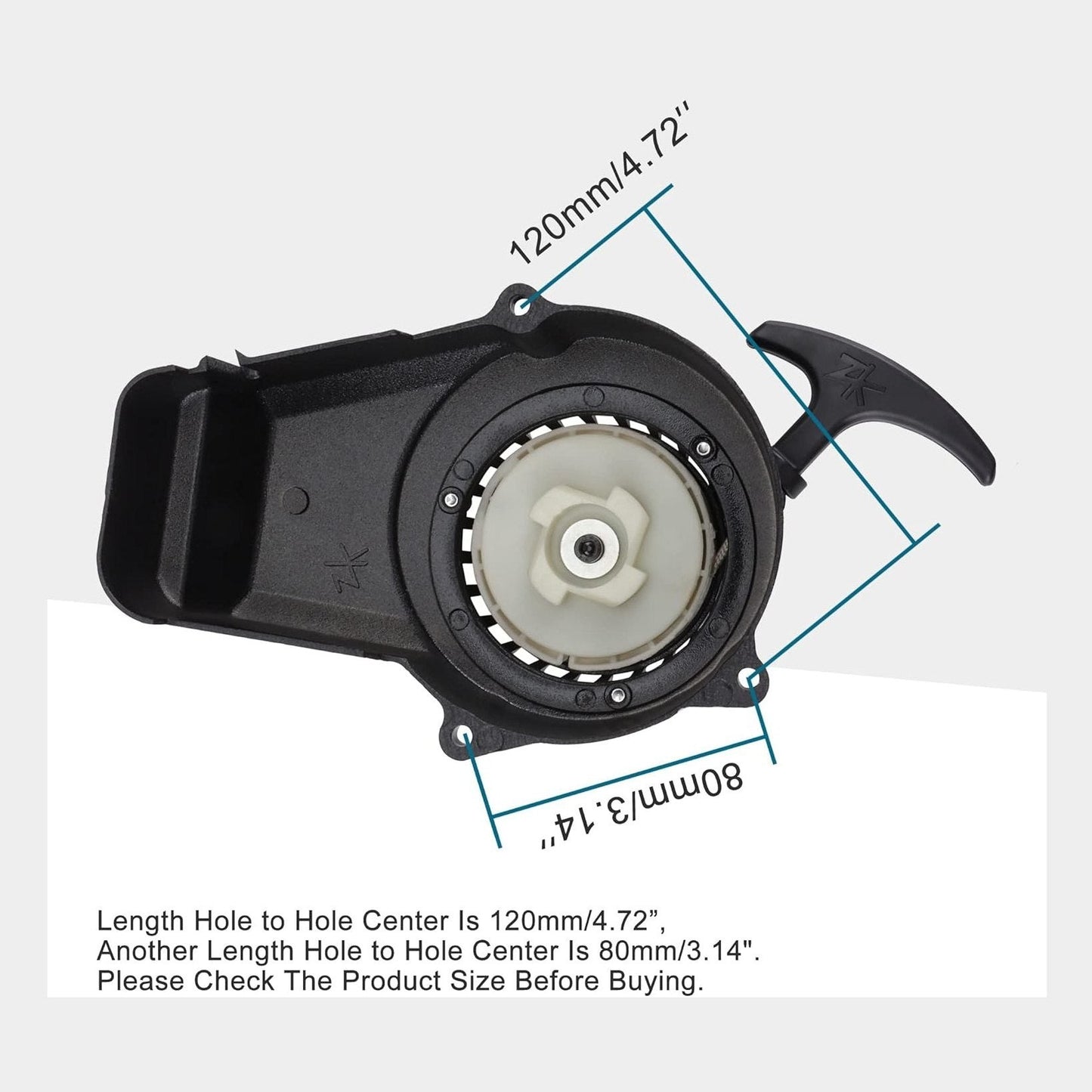 GOOFIT Black Aluminum Pull Starter Recoil Starter Assembly for 2 stroke 47cc 49cc Pocket Bike Dirt Bike