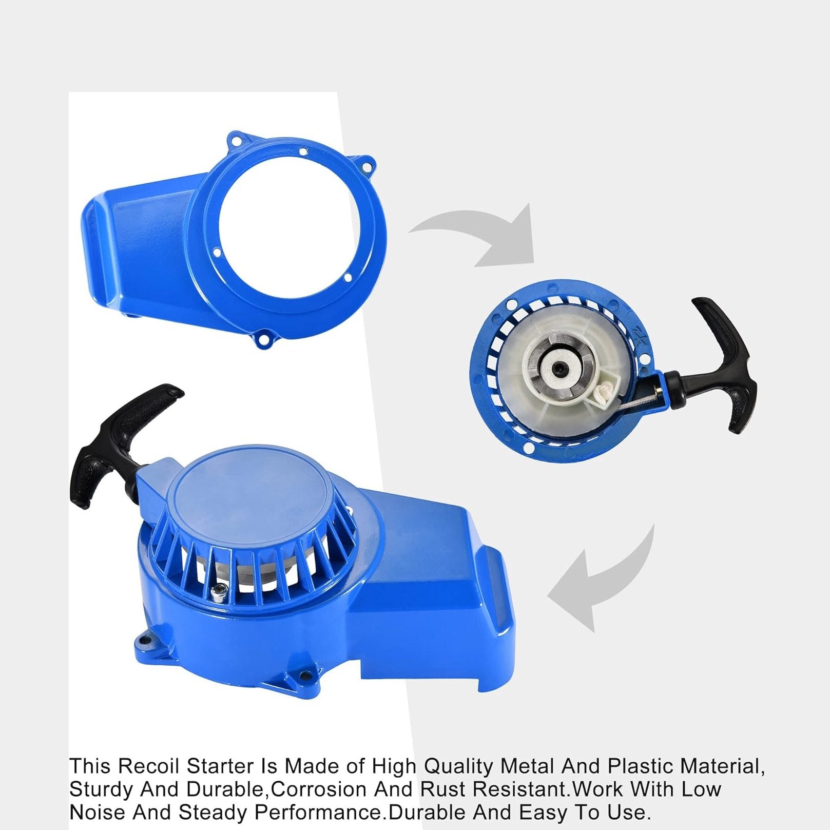 GOOFIT Blue Aluminum Pull Starter Start with Screws for 2 Stroke 47cc 49cc Pocket Bike Mini Bike Dirt Bike Scooter ATV Quad Motorcycle
