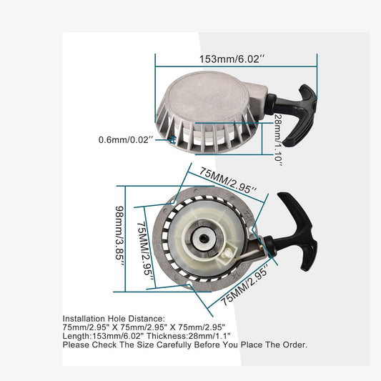 GOOFIT Pull Start Recoil Starter for 40-6 2 Stroke 47cc 49cc Mini Aluminum Pocket Pit Dirt Bike ATV Motorcycle Silver