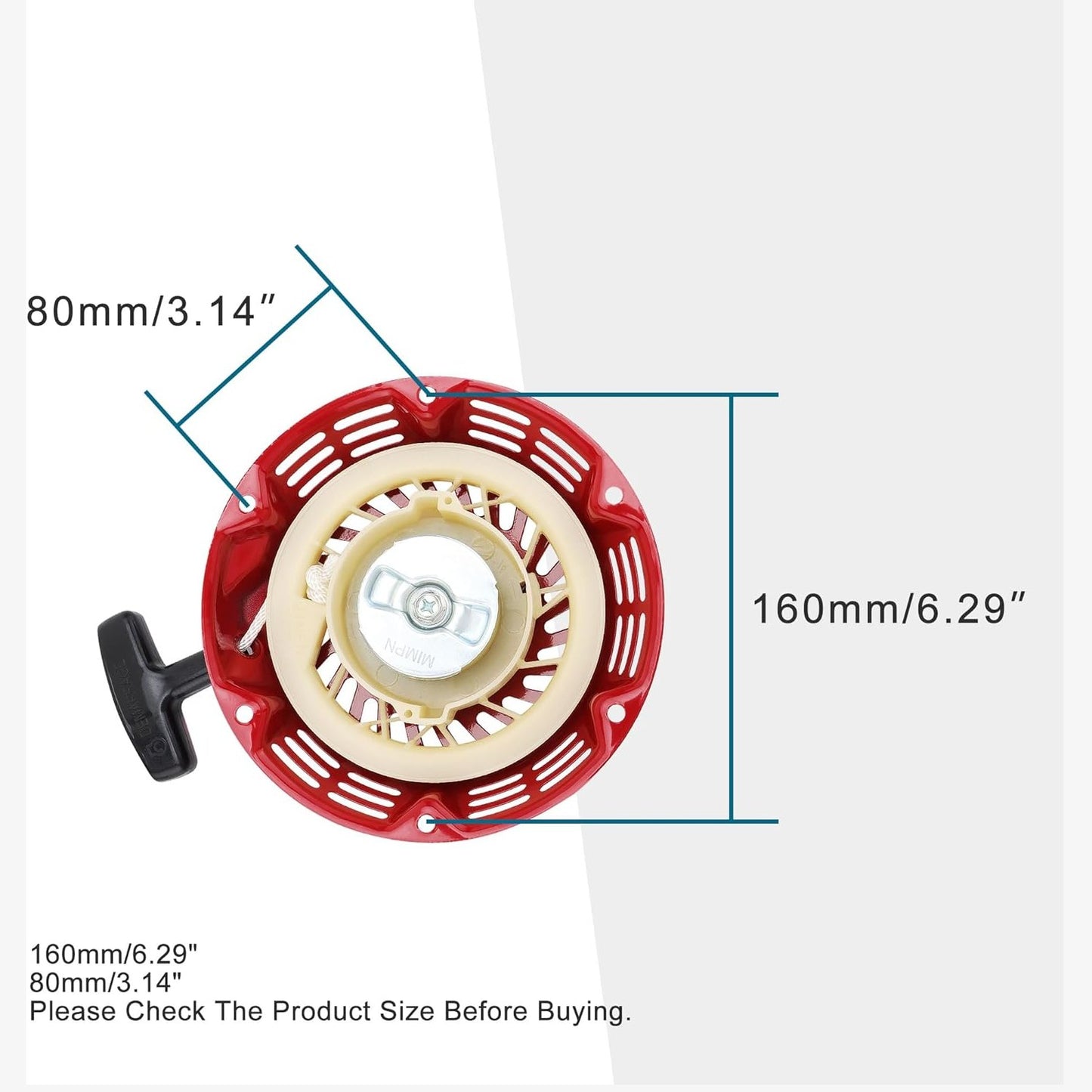 GOOFIT 168F Red Starter Iron Hand Pull Starter Replacement for 2KW Gasoline Generator Starter Gasoline GX160 GX200 5.5HP 6.5HP Lawn Mower Generator Parts