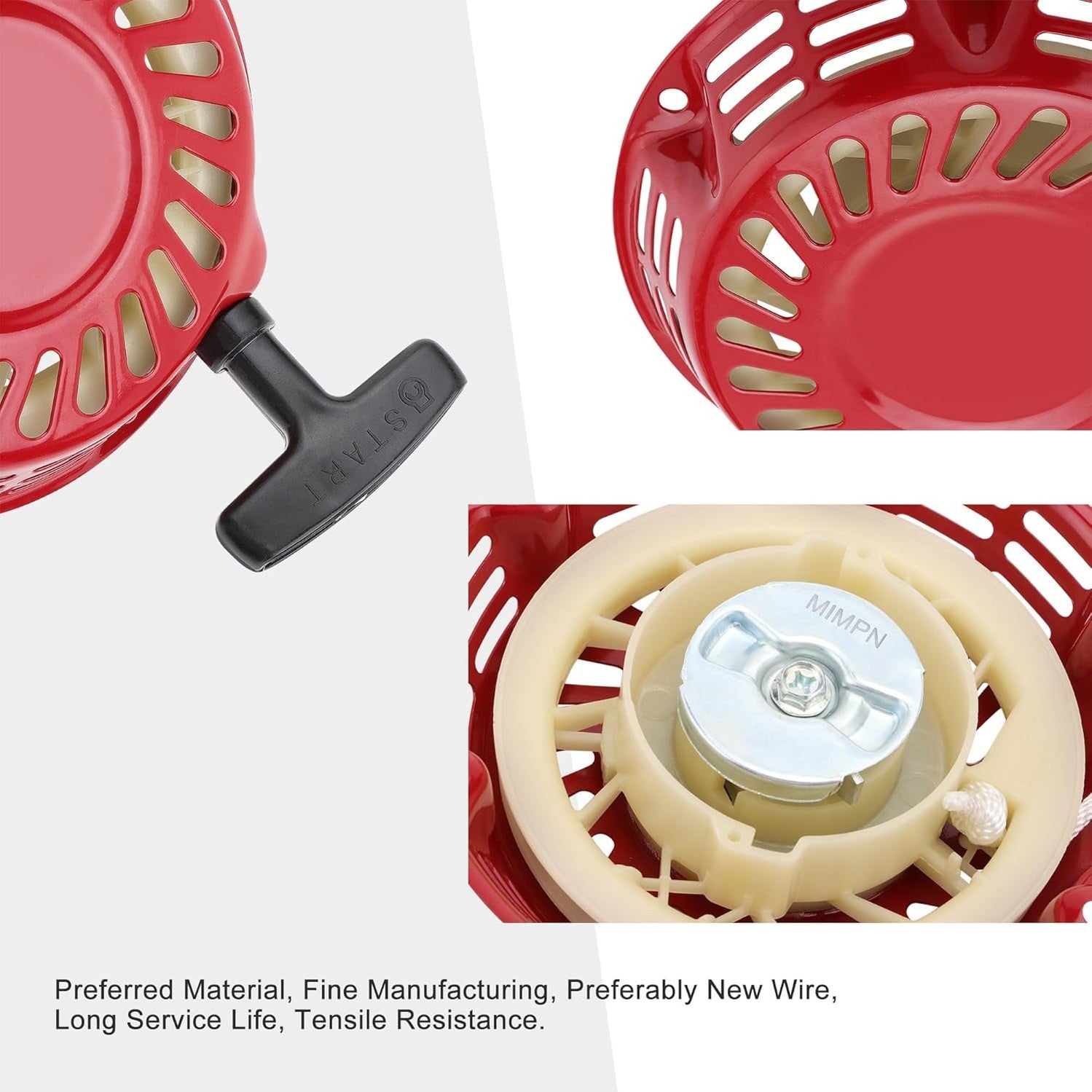 GOOFIT 168F Red Starter Iron Hand Pull Starter Replacement for 2KW Gasoline Generator Starter Gasoline GX160 GX200 5.5HP 6.5HP Lawn Mower Generator Parts