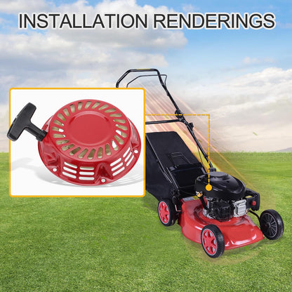 GOOFIT 168F Red Starter Iron Hand Pull Starter Replacement for 2KW Gasoline Generator Starter Gasoline GX160 GX200 5.5HP 6.5HP Lawn Mower Generator Parts