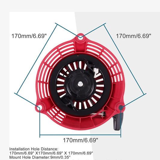 GOOFIT Recoil Pull Starter Assembly Replacement for GC135 GC160 GCV135 GCV160 28400-Z0L-V20ZB Lawn Mower Engine Red